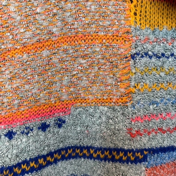 Sincerely Jules Colorful Patchwork Cowl Neck Chunky Bell Sleeve Sweater Size XS - Picture 5 of 11